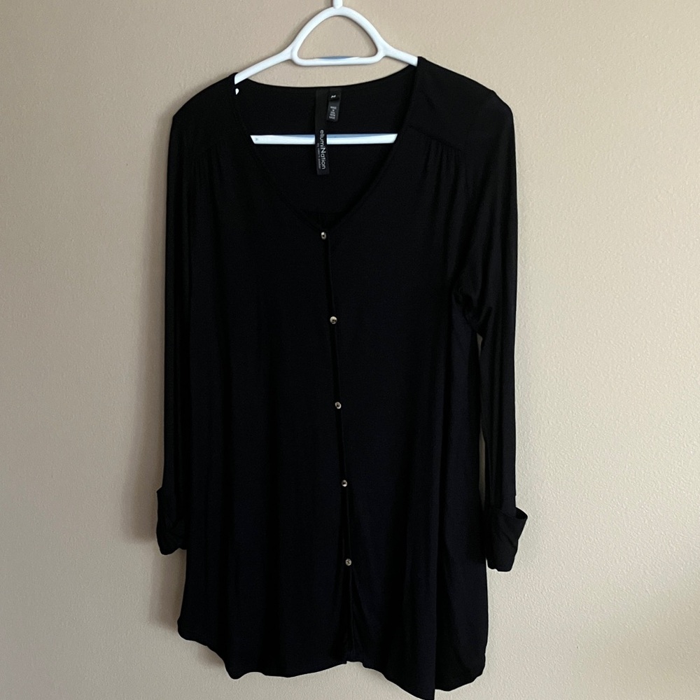 Chic Black Button Down Women's Shirt